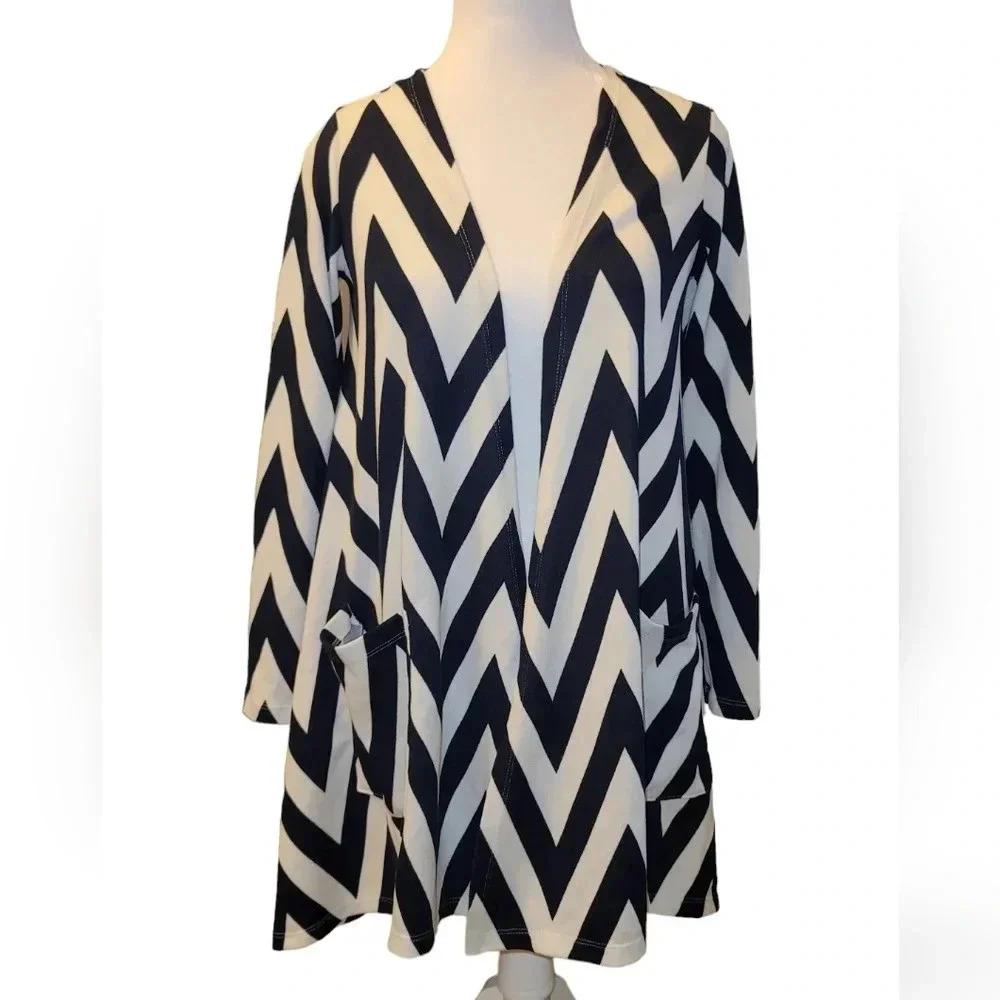 LuLaRoe Navy Chevron Caroline Cardigan